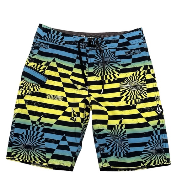 Mens Volcom 29 Small Swimwear Trunks Shorts Boardshorts Mod Tech Stripe EUC - Picture 3 of 9